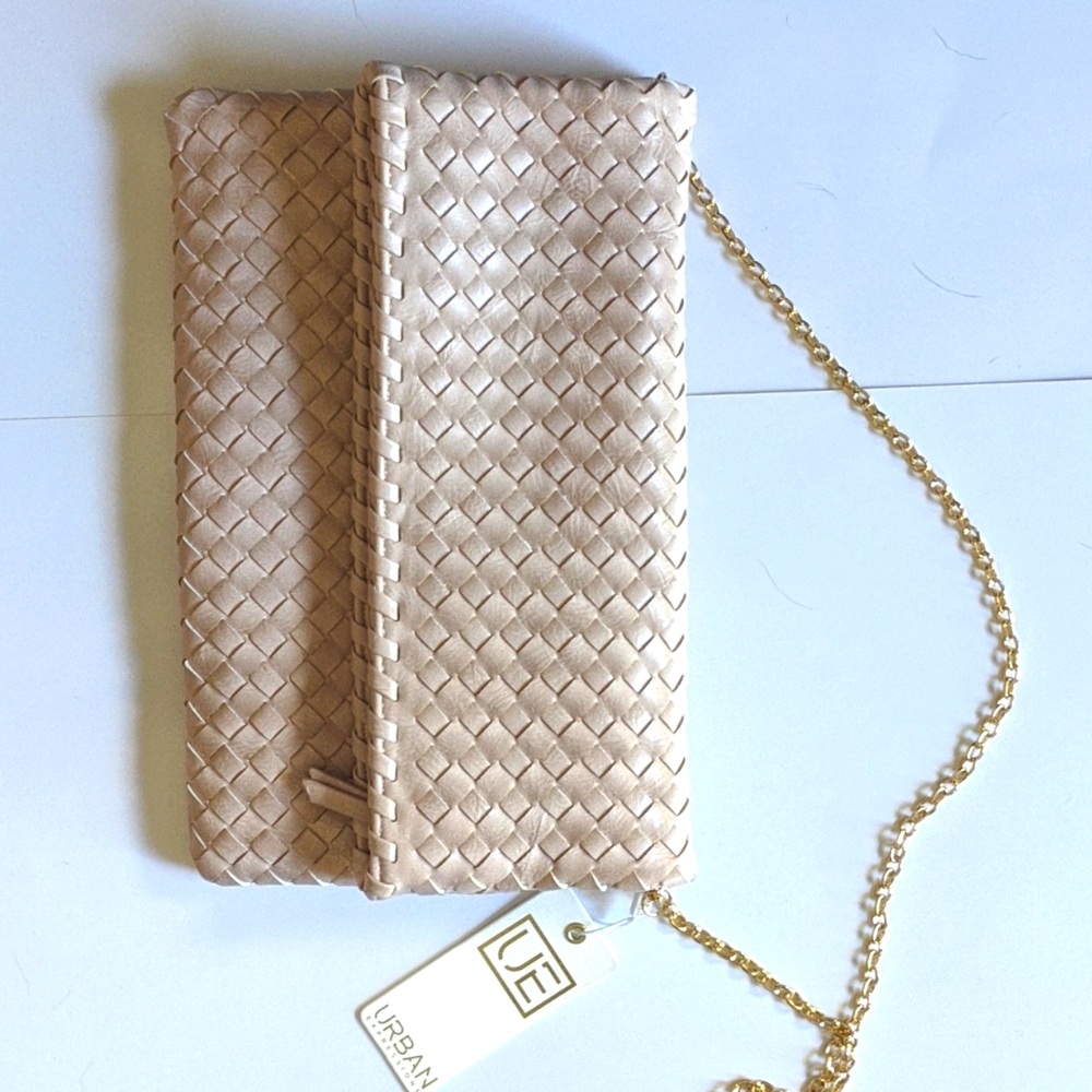 Kay Woven Foldover Clutch, Rose